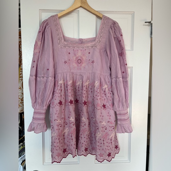 LoveShackFancy Freja Eyelet Puff-Sleeve Mini Dress - Picture 3 of 7